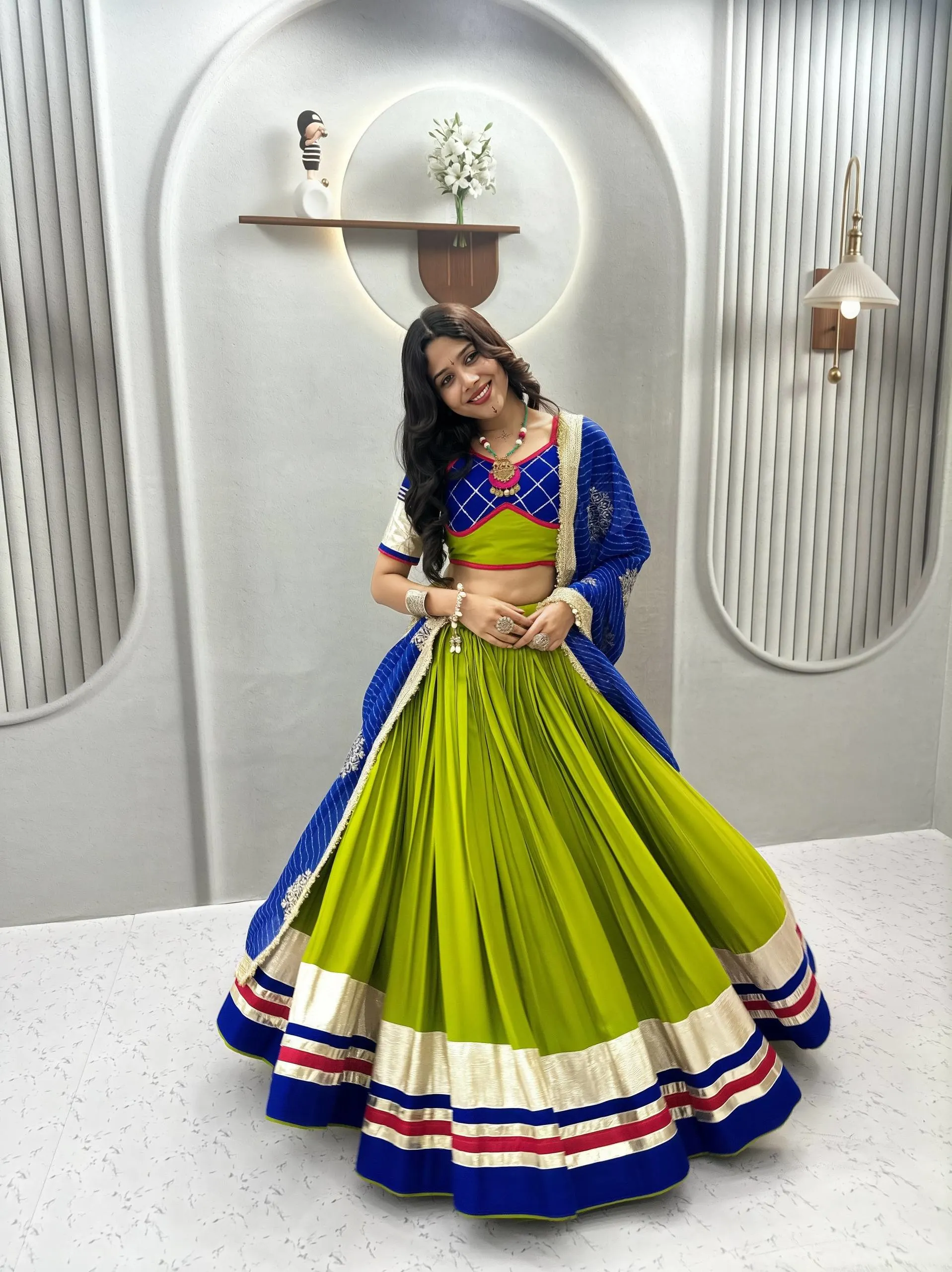 Liril Navratri Special Pure Cotton Lehenga Choli With Ribbon Work And Lampi Lace Set