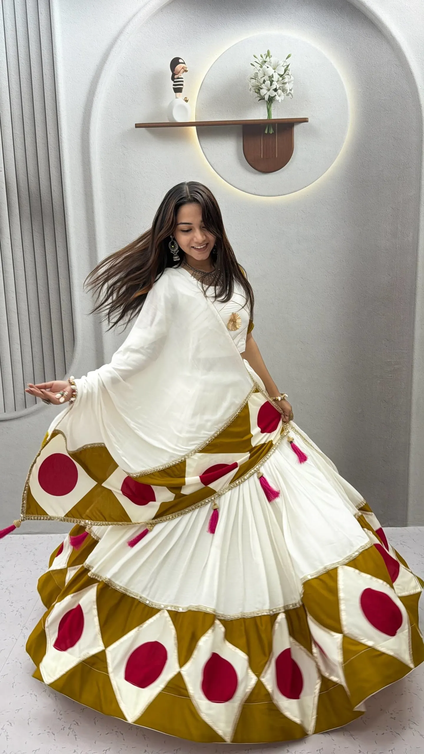 Pure Cotton Gota Patti Print Work Lehenga Choli Set With Dupatta